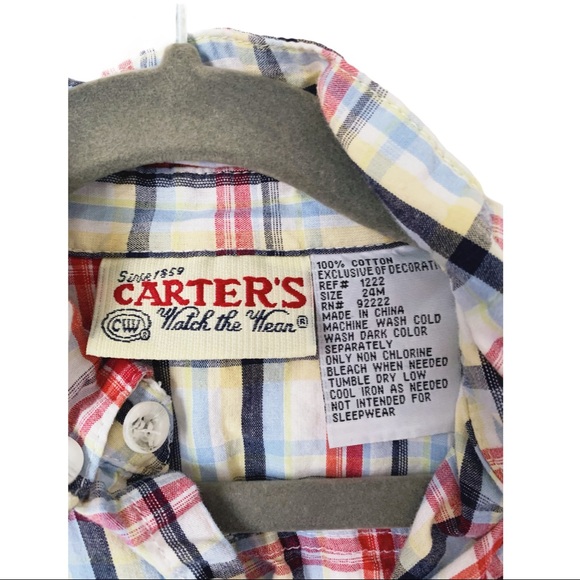 Carters 'Watch the Wear' L/S Button Down- 24 MTHS - Picture 3 of 5
